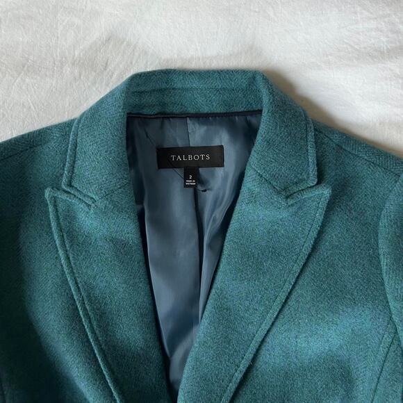 NWOT Talbots Teal Blue wool classic Blazer with gold buttons size 2 S-M - Picture 3 of 7
